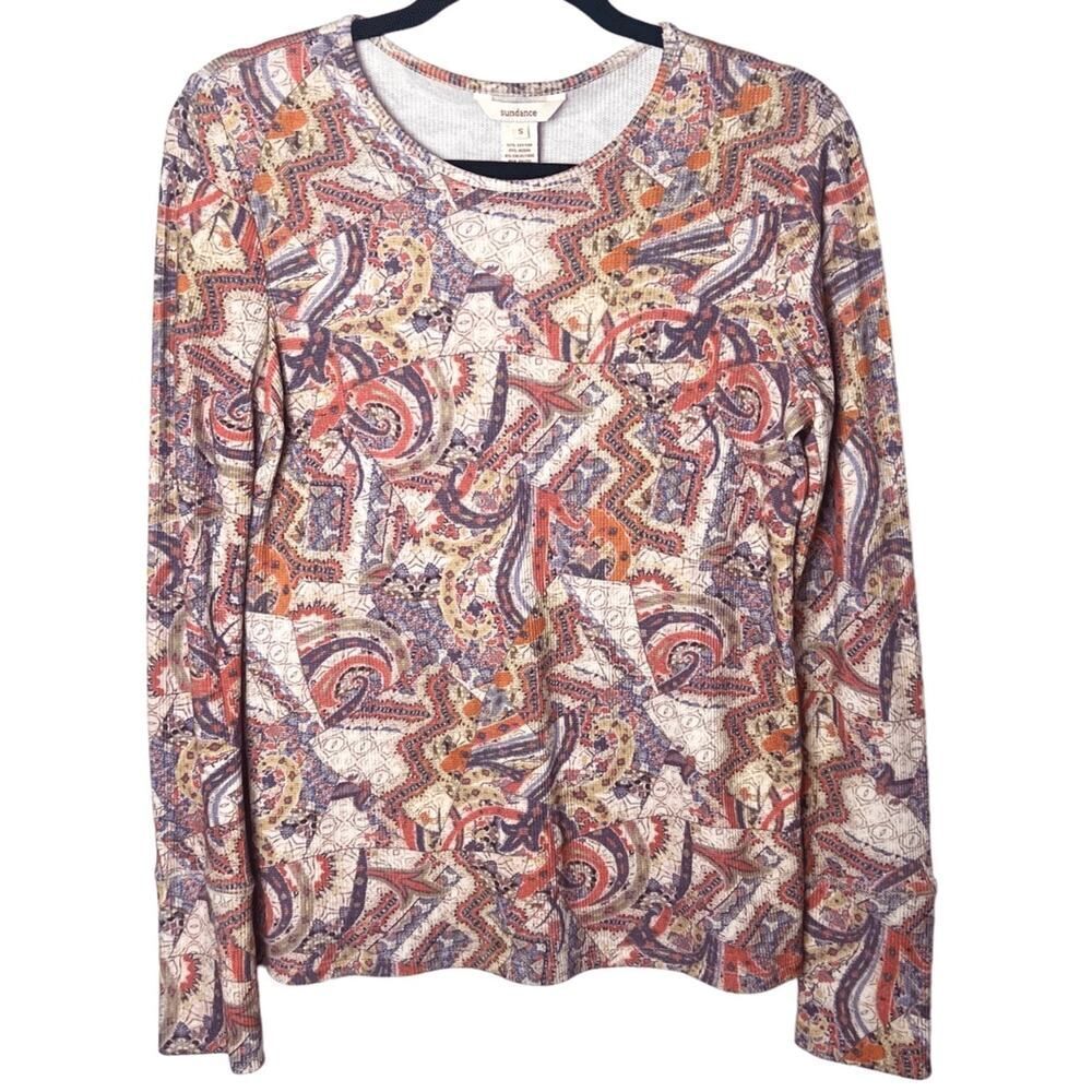 Sundance Knit Long Sleeve Shirt w/Velvet Trim Sz S